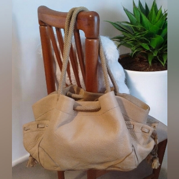Cole Hann Village Genuine Leather Tassel Shoulder Tote Bag - Picture 1 of 12